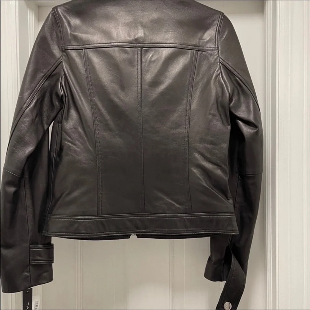 Tahari Leather Moto Jacket - Picture 7 of 7